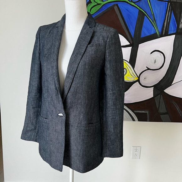 BANANA REPUBLIC BOYFRIEND LINEN  BLAZER Size 2 - Picture 7 of 11